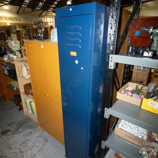 blue metal single door locker
