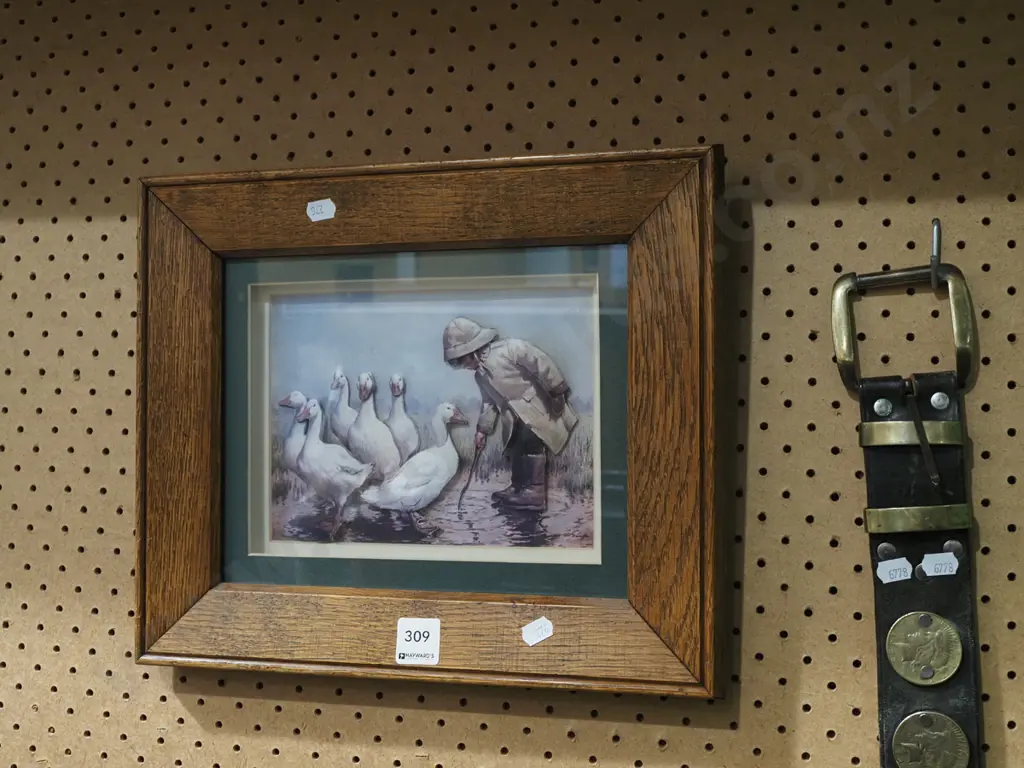 framed 3D paper print - boy and geese Image 1++