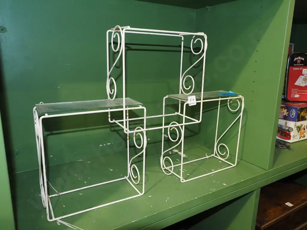 mid century wrought metal and glass shelves - missing glass Image 1++