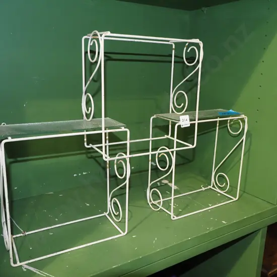 mid century wrought metal and glass shelves - missing glass