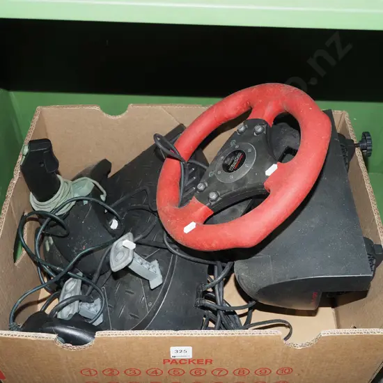 pc gaming steering wheel, foot controllers etc