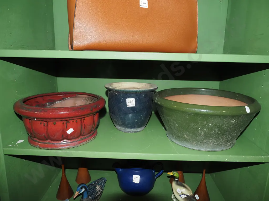 3x glazed garden planters Tallest H150 Image 1++