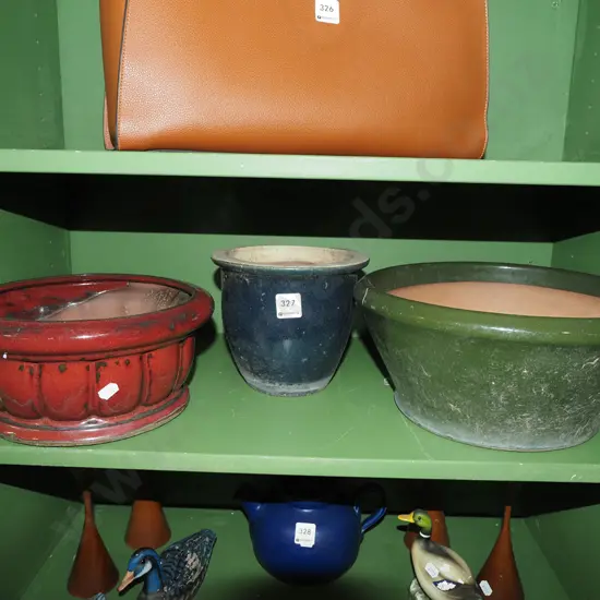 3x glazed garden planters Tallest H150