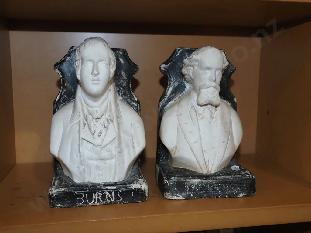Robert Burns and Charles Dickens bookends Image 1++