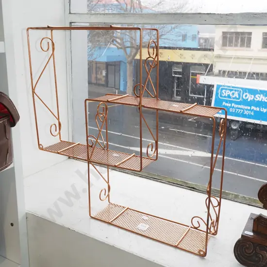 mid century metal wall mounted shelves H475