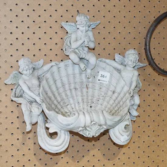 wall mounted cherub vase/font