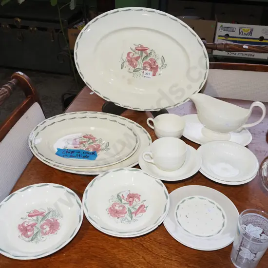 Susie Cooper dinner items - chips, cracks, crazing, stains, Wedgwood gravy boat, cups etc