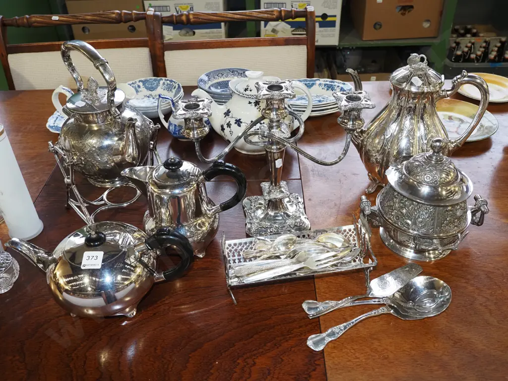 assorted plated ware; teapot, coffee pots etc Image 1++