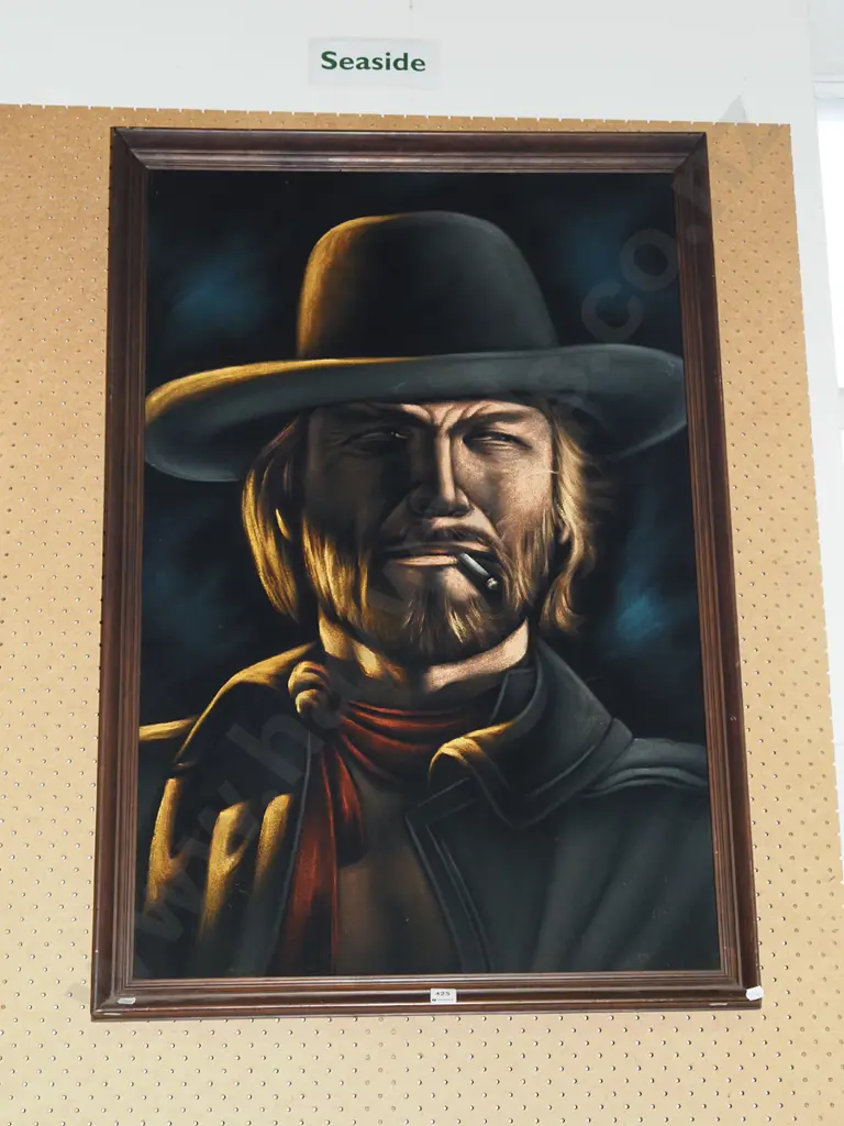 framed acrylic on velvet - cowboy Image 1++