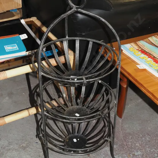 wrought metal 3 tier fruit bowls on stand H790