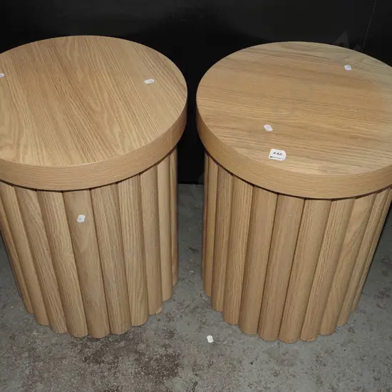2x contemporary cylindrical veneer end tables H500 Diam400