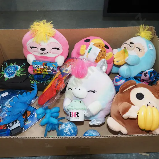 box; soft toys, wallet etc