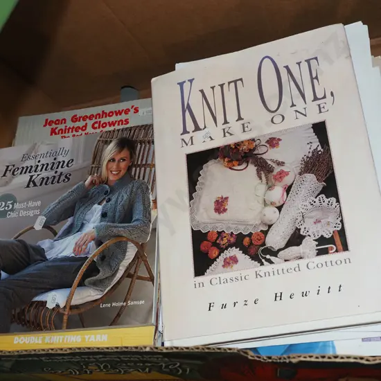 box of craft patterns and magazines