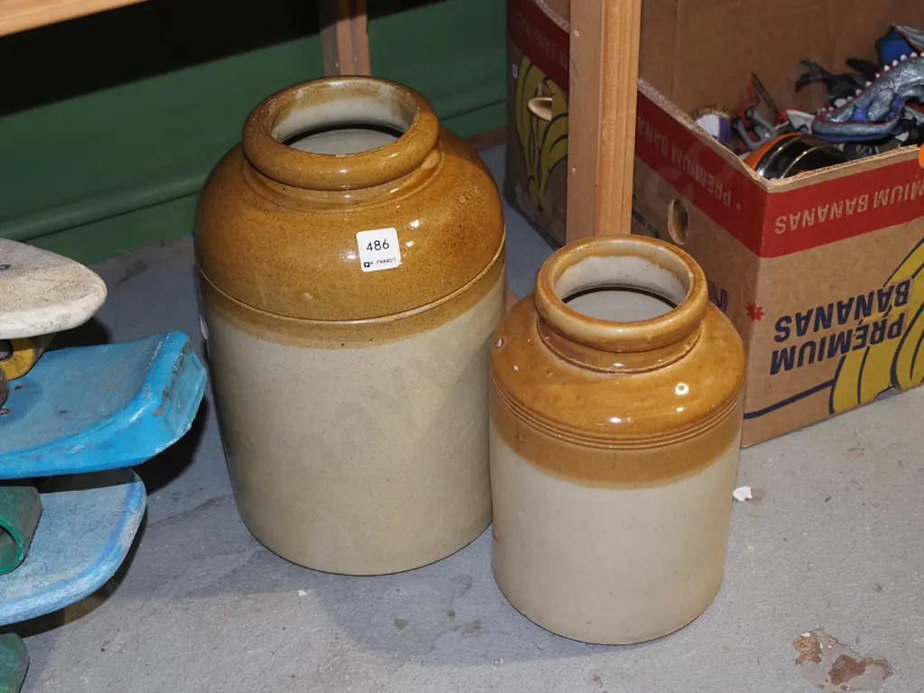 2x stoneware crocks Tallest H320 Image 1++