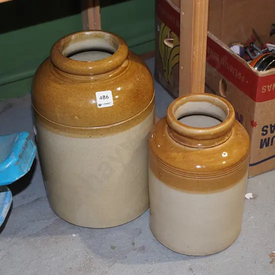 2x stoneware crocks Tallest H320