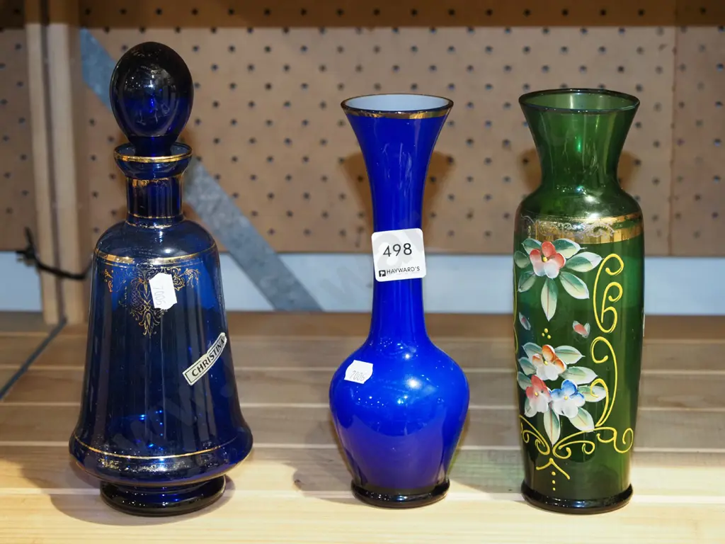 hand painted Murano glass vase, blue glass vase, small glass decanter  Image 1++