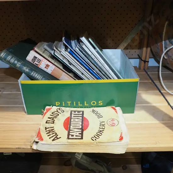box; poetry books, maps, guides etc