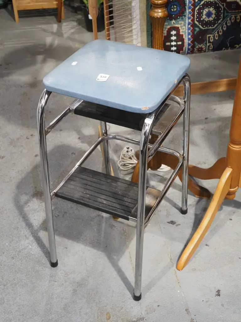 blue vinyl kitchen stool Image 1++