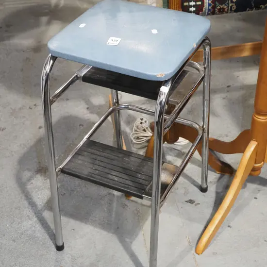 blue vinyl kitchen stool