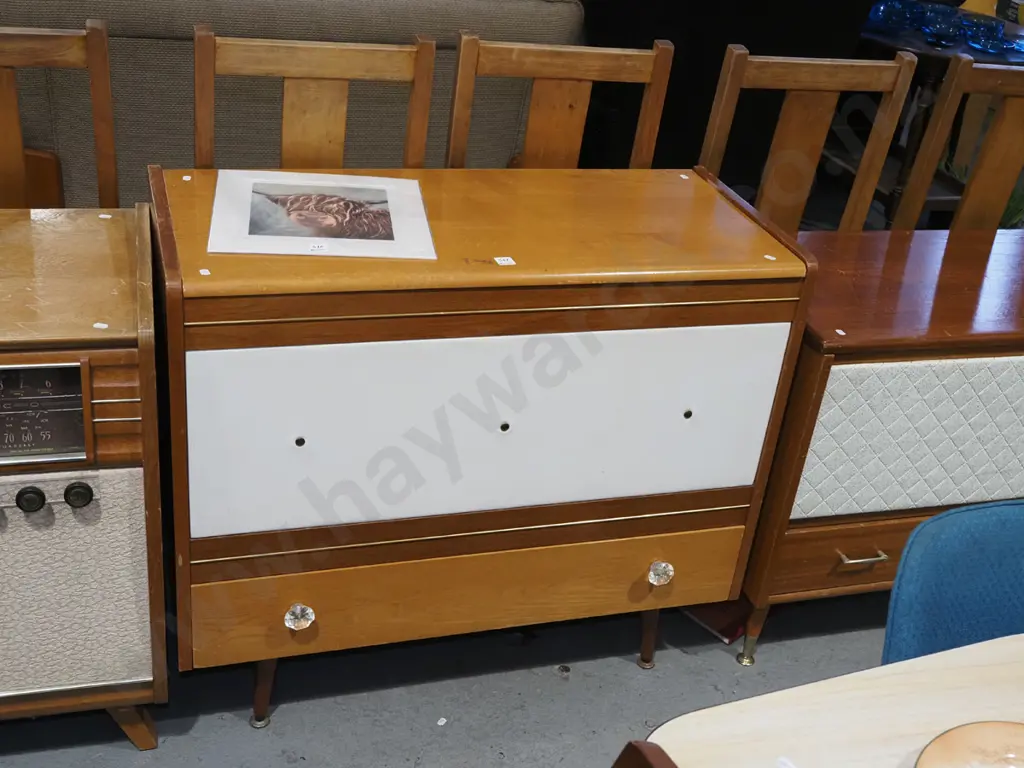mid century vinyl blanket box with lower drawer H820 W935 D415 Image 1++
