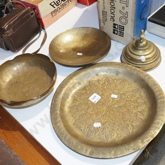 assorted brass ware; trays etc
