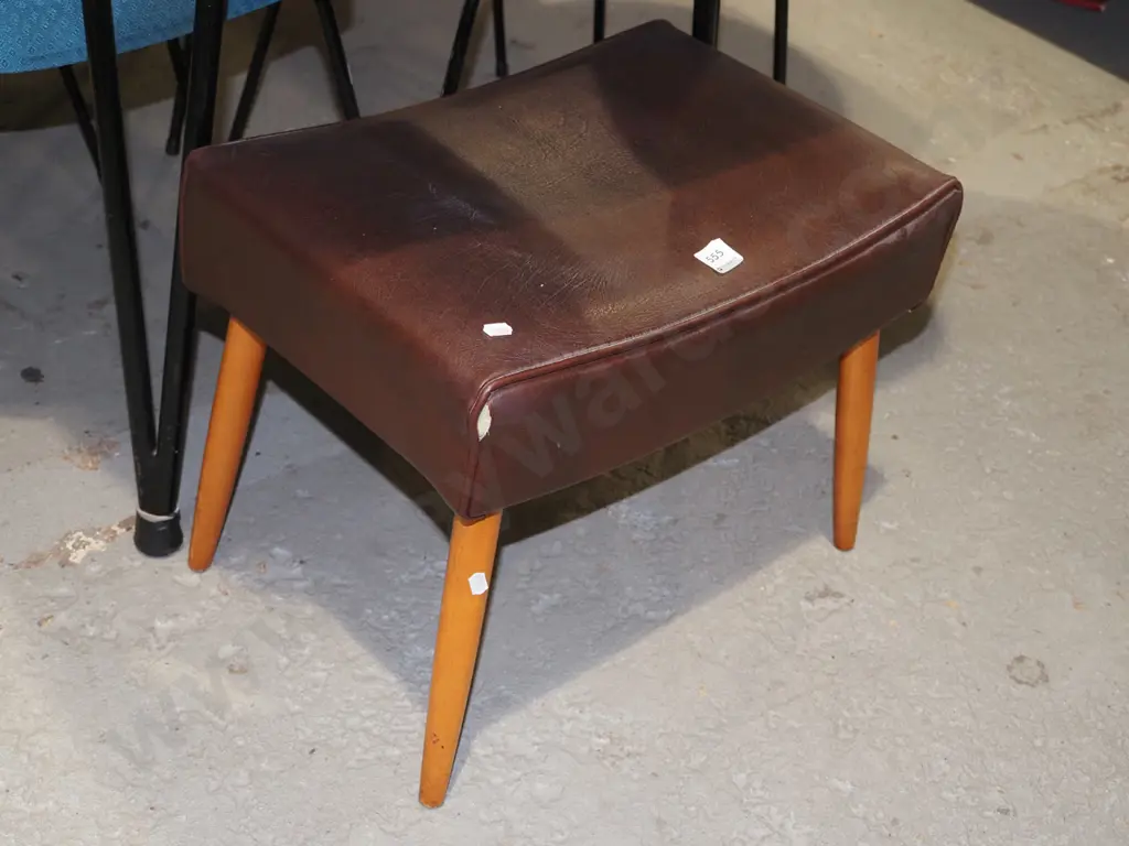 round vinyl upholstered footstool Image 1++
