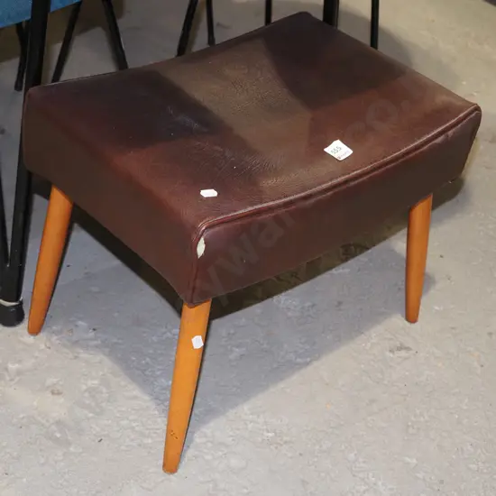 round vinyl upholstered footstool