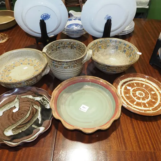 pottery plates, baking dishes, bowls