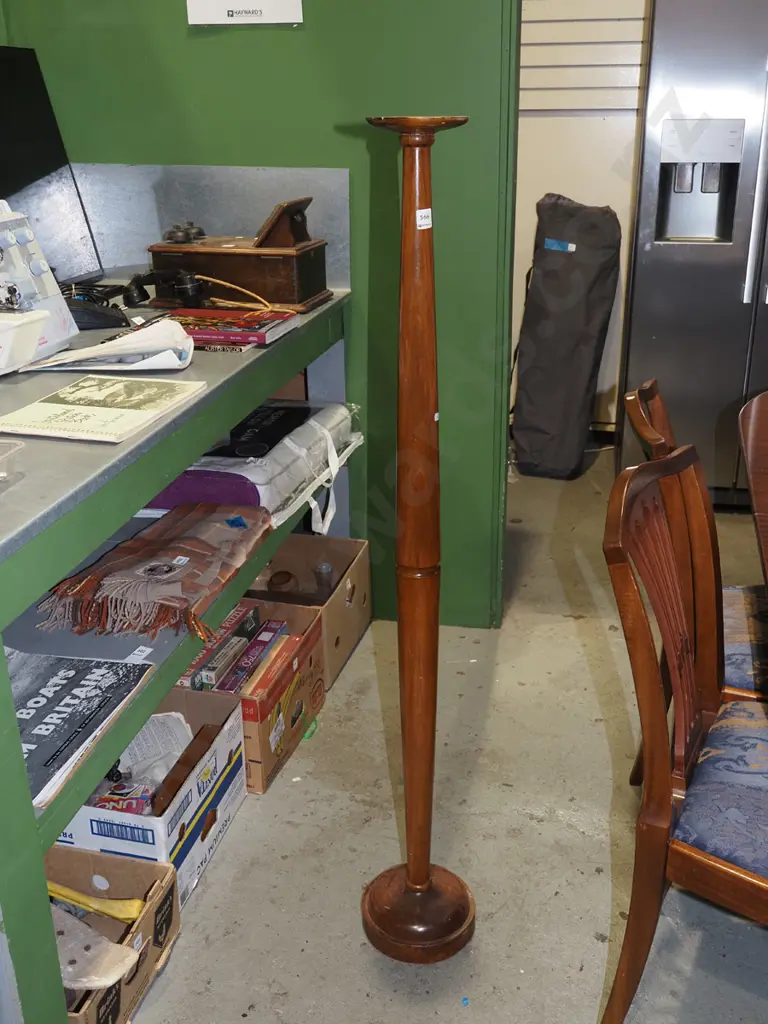 tall turned wood candlestick H1365 Image 1++