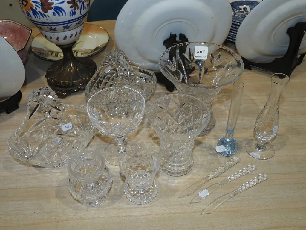 assorted cut crystal; baskets, vases etc Image 1++