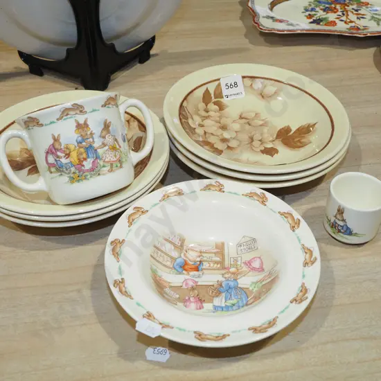 Crown Lynn bowls, bunnykins bowl, egg cup etc