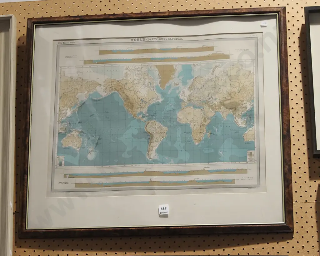 framed world bathy-orographical map - warped Image 1++