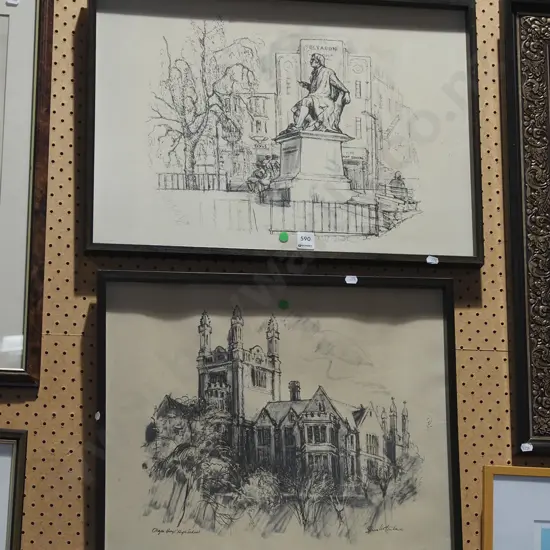 2x frame Shona McFarlane prints - green dots
