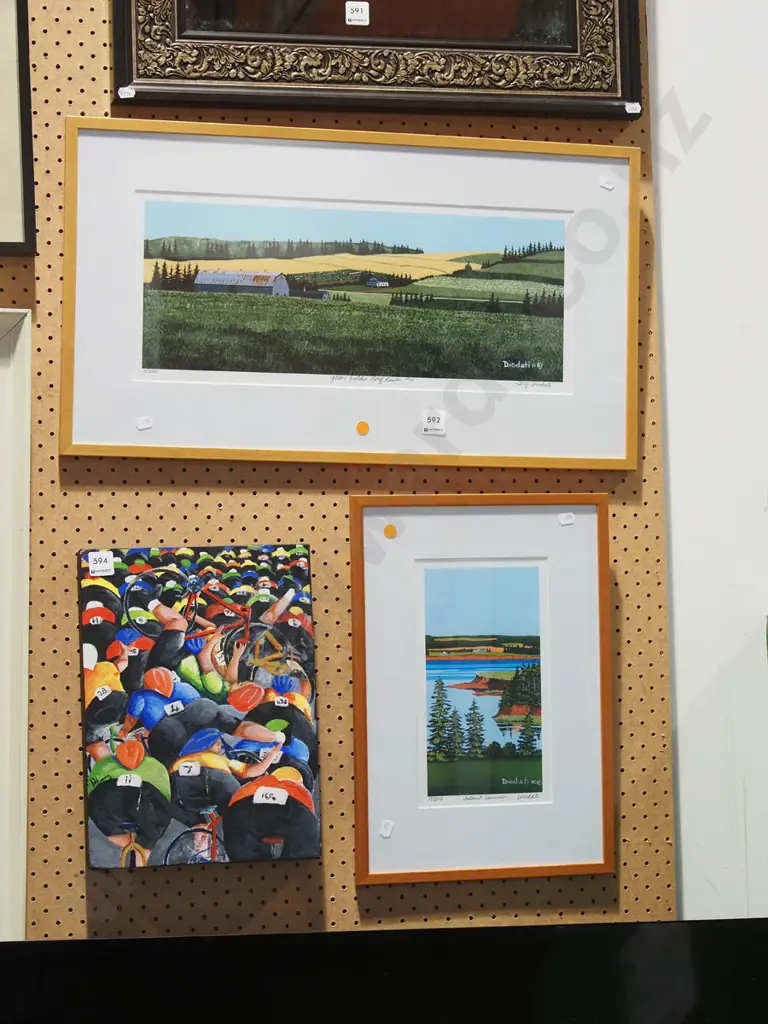 2x framed Diodati prints - orange dots Image 1++