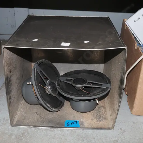 stainless steel box, 2x Pioneer car speakers