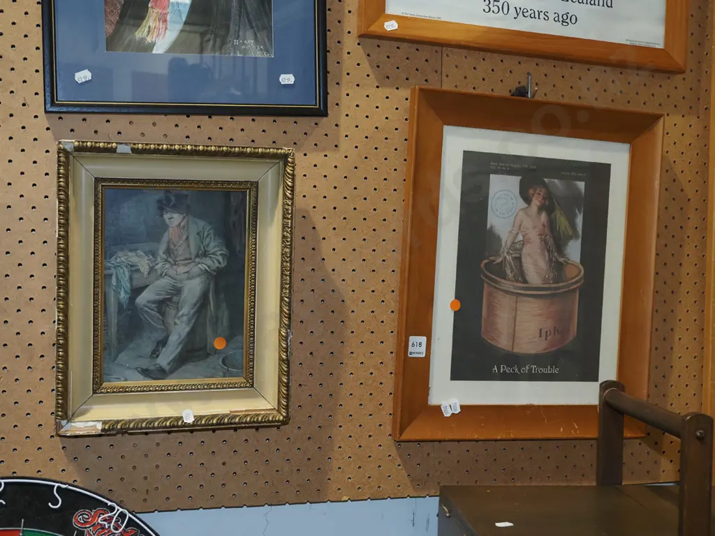 2x framed prints- portraits - orange dots Image 1++