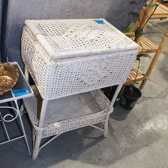 cane free standing sewing box