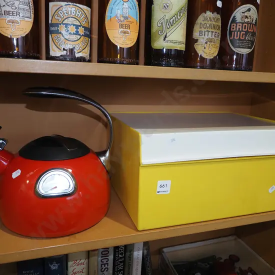 plastic breadbin, stove top Cuisine Art kettle