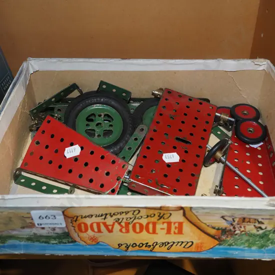 box of vintage Meccano