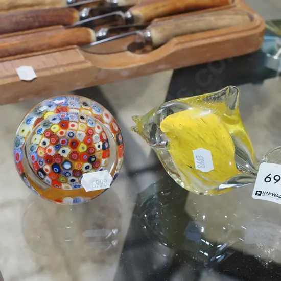 art glass fish, paper weight