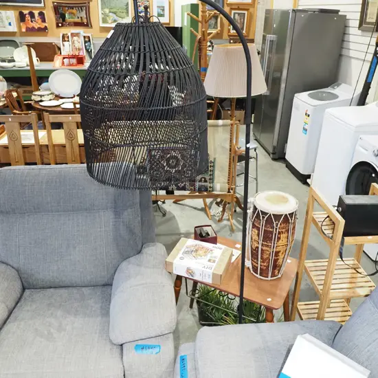 modern standard lamp with cane shade H1750