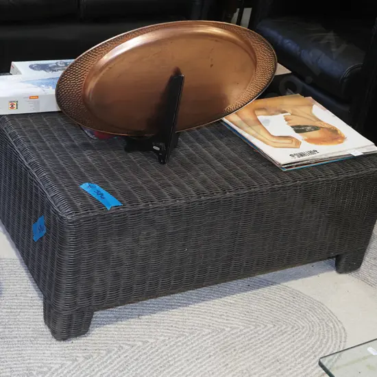 woven plastic cane ottoman/coffee table  H350 W910 D700