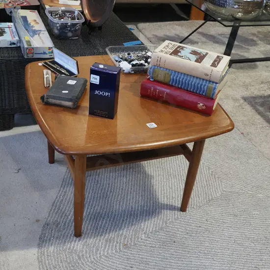 mid century teak end table with magazine rack H410 W600 D600