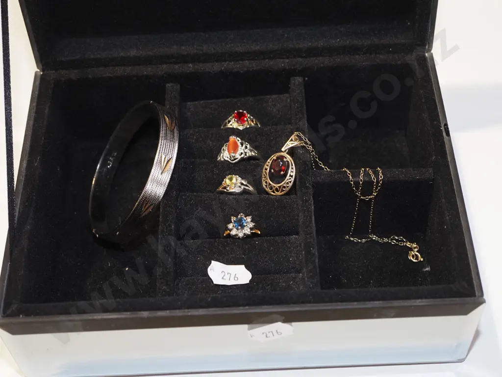 floral themed jewellery box &  costume jewellery Image 1++