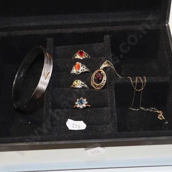 floral themed jewellery box &  costume jewellery