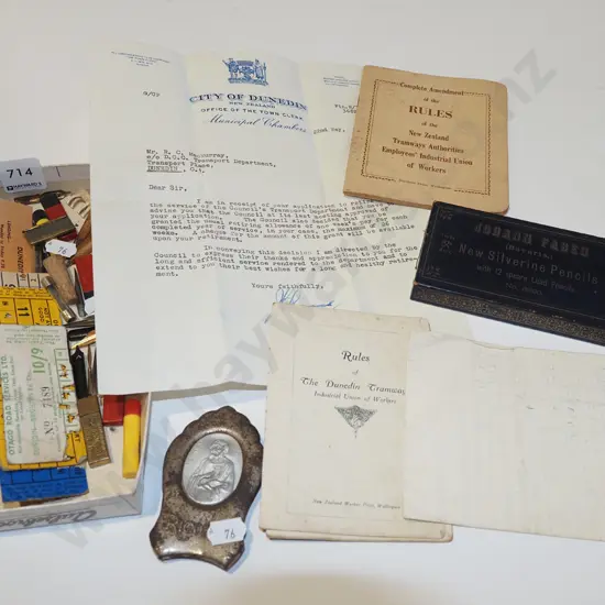 vintage pencils, pen nibs, railway tickets etc