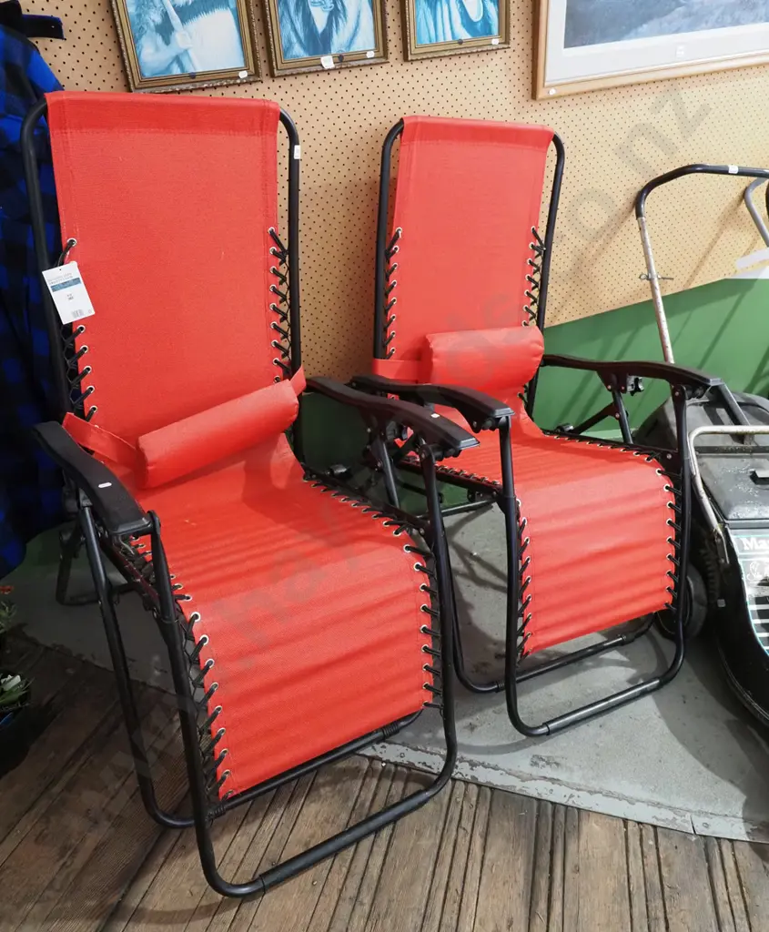 pair of red Outdoor Zero Gravity chairs Image 1++
