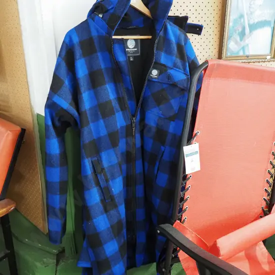 blue checked Swanndri with hood size XL