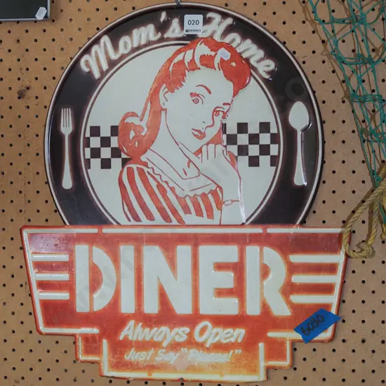 faded reproduction cut out diner print on tin