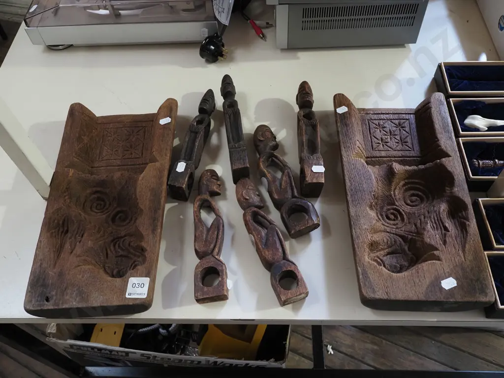 carved wooden 2 piece moulds, ethnic figures Image 1++